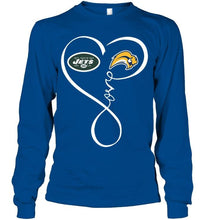Load image into Gallery viewer, New York Jets Buffalo Sabres love heart shirt