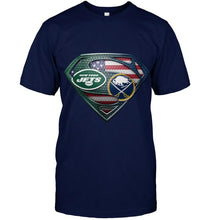 Load image into Gallery viewer, New York Jets and Buffalo Sabres superman american flag layer shirt
