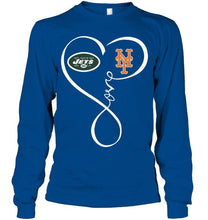 Load image into Gallery viewer, New York Jets New York Mets love heart shirt