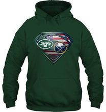 Load image into Gallery viewer, New York Jets and Buffalo Sabres superman american flag layer shirt
