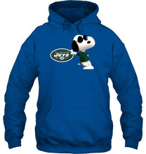 Load image into Gallery viewer, New York Jets snoopy sun glasses proud fan hoodie
