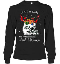 Load image into Gallery viewer, Just a girl who love New York Jets and christmas fan shirt