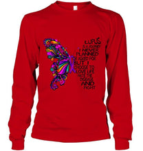 Load image into Gallery viewer, Lupus journey i never planned i choose to love life hate disease &amp; fight butterfly ribbon shirt
