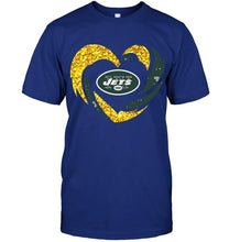 Load image into Gallery viewer, New York Jets heart love golden glitter pattern hurricane shirt