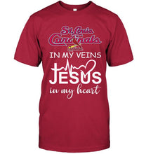 Load image into Gallery viewer, St Louis Cardinals in my veins jesus in my heart shirt