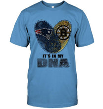 Load image into Gallery viewer, New England Patriots and Boston Bruins it's my dna love fingerprints shirt