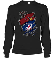 Load image into Gallery viewer, Arizona Cardinals and Arizona Wildcats layer under ripped shirt