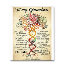 Load image into Gallery viewer, Grandma to grandson Wherever your journey You are my sunshine DNA tree canvas