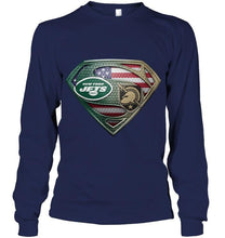 Load image into Gallery viewer, New York Jets and Army Black Knights superman american flag layer shirt