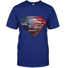 Load image into Gallery viewer, New England Patriots and UMass Minutemens superman american flag layer shirt