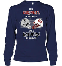 Load image into Gallery viewer, I'm Stanford Cardinal on Saturdays and Oakland Raiders on Sundays shirt