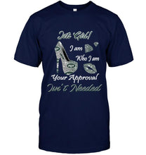 Load image into Gallery viewer, New York Jets girl i am who i am your approval isn't needed high heel lips diamond glitter pattern t shirt