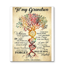Load image into Gallery viewer, Grandma to grandson Wherever your journey You are my sunshine DNA tree canvas