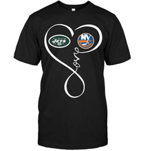 Load image into Gallery viewer, New York Jets New york Islanders love heart shirt