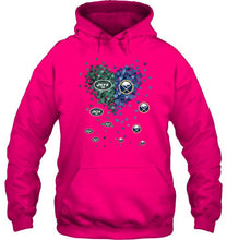 Load image into Gallery viewer, New York Jets and Buffalo Sabres tiny hearts shaped fan shirt