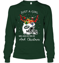 Load image into Gallery viewer, Just a girl who love New York Jets and christmas fan shirt