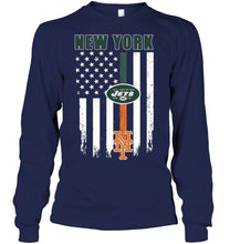 Load image into Gallery viewer, New York New York Jets New York Mets american flag shirt