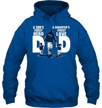 Load image into Gallery viewer, New England Patriots Dad son's first hero daughter's first love shirt