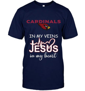 Arizona Cardinals in my veins jesus in my heart shirt