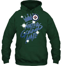 Load image into Gallery viewer, Winnipeg Jets crown haters gonna hate glitter pattern t shirt