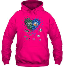 Load image into Gallery viewer, New York Jets and New York Islanders tiny hearts shaped fan shirt