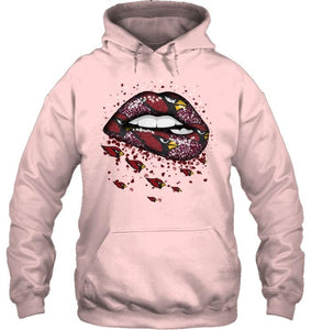 Arizona Cardinals heart glitter pattern lips shirt