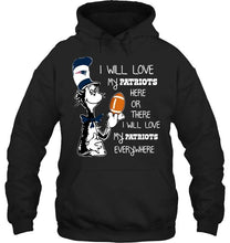 Load image into Gallery viewer, I will love my New England Patriots here or there love everywhere the cat fan simpson shirt