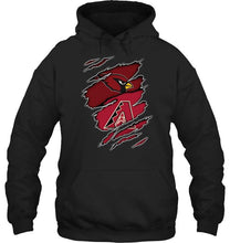 Load image into Gallery viewer, Arizona Cardinals and Arizona Diamondbacks layer under ripped shirt