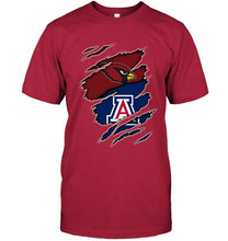 Load image into Gallery viewer, Arizona Cardinals and Arizona Wildcats layer under ripped shirt