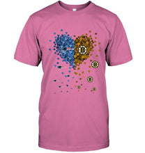 Load image into Gallery viewer, New England Patriots and Boston Bruins tiny hearts shaped fan shirt
