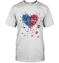 Load image into Gallery viewer, New England Patriots and UMass Minutemens tiny hearts shaped fan shirt