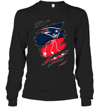 Load image into Gallery viewer, New England Patriots and Boston Red Sox layer under ripped shirt