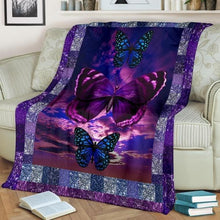 Load image into Gallery viewer, butterfly purple sky quilt blanket