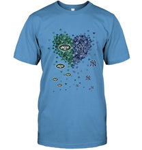 Load image into Gallery viewer, New York Jets and New York Yankees tiny hearts shaped fan shirt