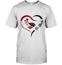 Load image into Gallery viewer, Go Cardinal red Go black Arizona Cardinals fan heart shirt