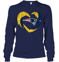 Load image into Gallery viewer, New England Patriots heart love golden glitter pattern hurricane shirt