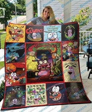 Load image into Gallery viewer, courage the cowardly dog fan quilt blanket