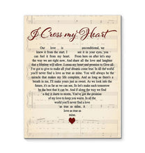 Load image into Gallery viewer, George Strait I cross my heart Lyric heart typography canvas