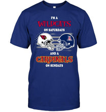 Load image into Gallery viewer, I'm Arizona Wildcats on Saturdays and Arizona Cardinals on Sundays shirt
