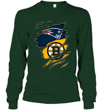 Load image into Gallery viewer, New England Patriots and Boston Bruins layer under ripped shirt
