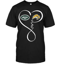 Load image into Gallery viewer, New York Jets Buffalo Sabres love heart shirt