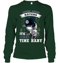 Load image into Gallery viewer, Listen haters It's Winnipeg Jets time baby jack skellington halloween shirt