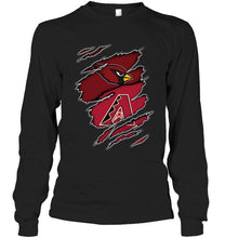 Load image into Gallery viewer, Arizona Cardinals and Arizona Diamondbacks layer under ripped shirt