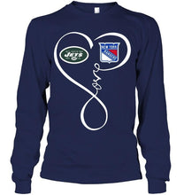 Load image into Gallery viewer, New York Jets New York Rangers love heart shirt
