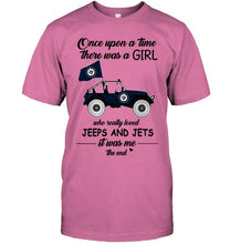 Load image into Gallery viewer, Once upon a time a girl really loved jeeps and Winnipeg Jets it was me shirt