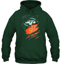 Load image into Gallery viewer, New York Jets and New York Mets layer under ripped shirt
