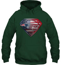 Load image into Gallery viewer, New England Patriots and UMass Minutemens superman american flag layer shirt