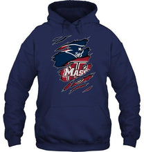 Load image into Gallery viewer, New England Patriots and UMass Minutemens layer under ripped shirt