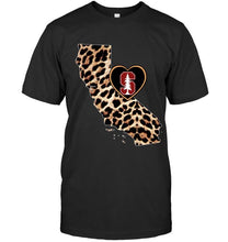 Load image into Gallery viewer, Stanford Cardinal Leopard State Map love shirt