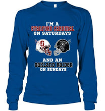 Load image into Gallery viewer, I'm Stanford Cardinal on saturdays and Oakland Raider on sundays shirt